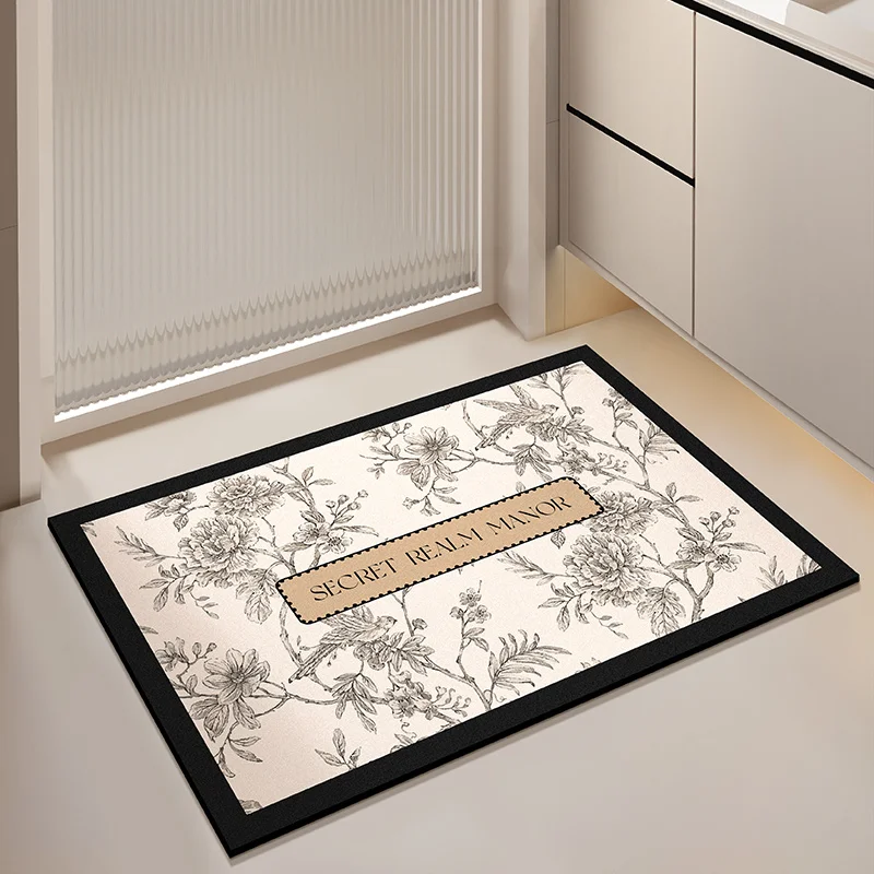 New Modern Elegant Style Diatomite Foot Mat Bathroom Rug Non-Slip Water Uptake Rectangle Fashion Home Accessories Customization
