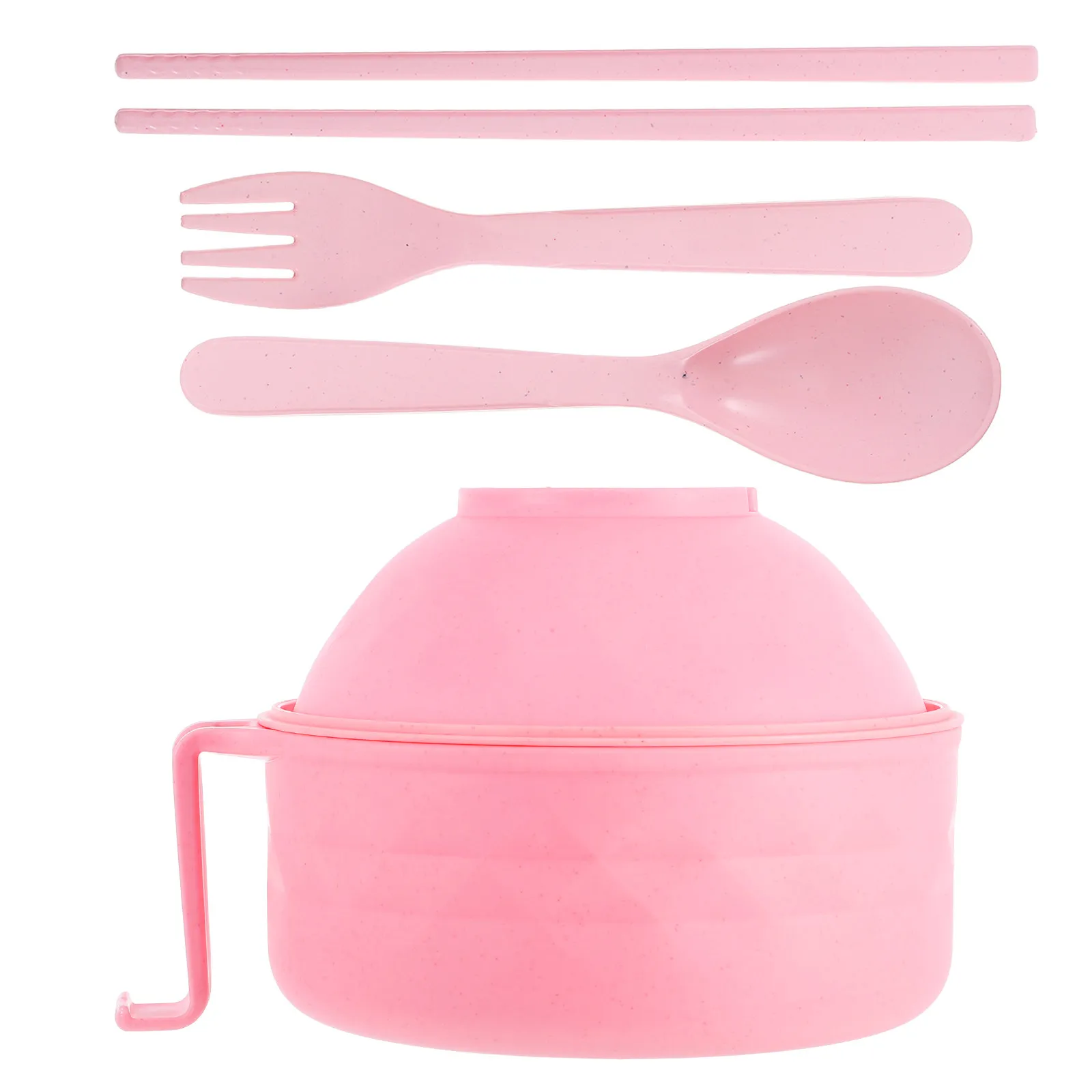 Mikrowellen-Ramen-Schüssel-Set, Rosa Plastik-Mixing-Schüsseln mit Deckel für Salat, Pasta, Obst, Mikrowellengeeigneter Nudel-Suppen-Kocher für Studentenwohnheime