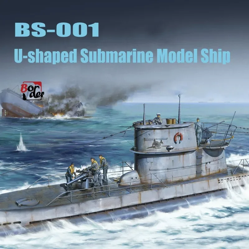 Border BS-001 Plastic Model 1/35 U-shaped Submarine Model Ship with Resin Soldiers Model Set for Modeling Hobby DIY