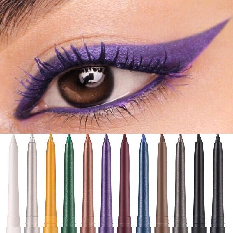 Matte Glitter Gel Eyeliner Pencil Smooth Waterproof Blue Purple Eyeliner Fast Dry Matte Eye Liner Pen Long Lasting Eyes Makeup