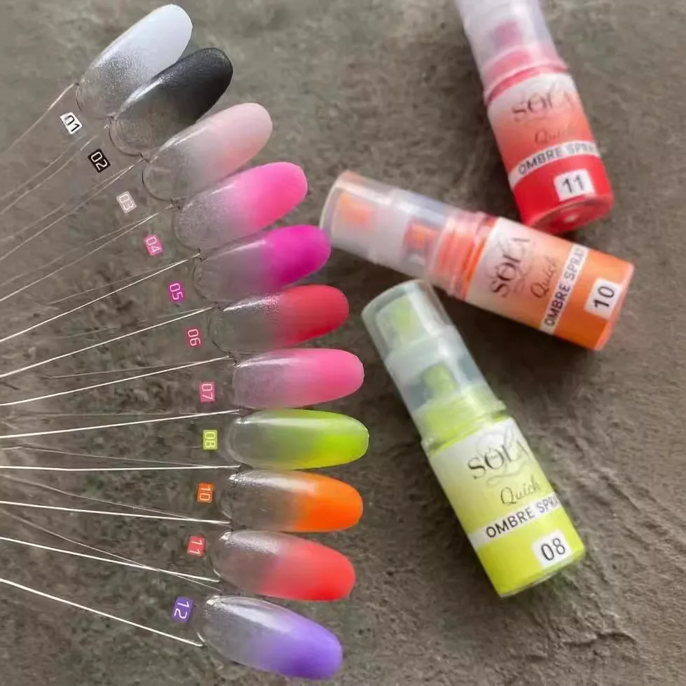 Pastel Neon Gradiente Pó Nail Art 10g Ombre Spray Garrafa Para Unhas Cabelo Partido Maquiagem Rosto Corpo Glitter Pó Brilhante Costêmico