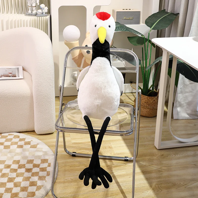 78/100cm Kawaii Room Decor Protection Animal Doll Gift Real Life Long-Legged Red-Crowned Crane Plush Stuffed Toy