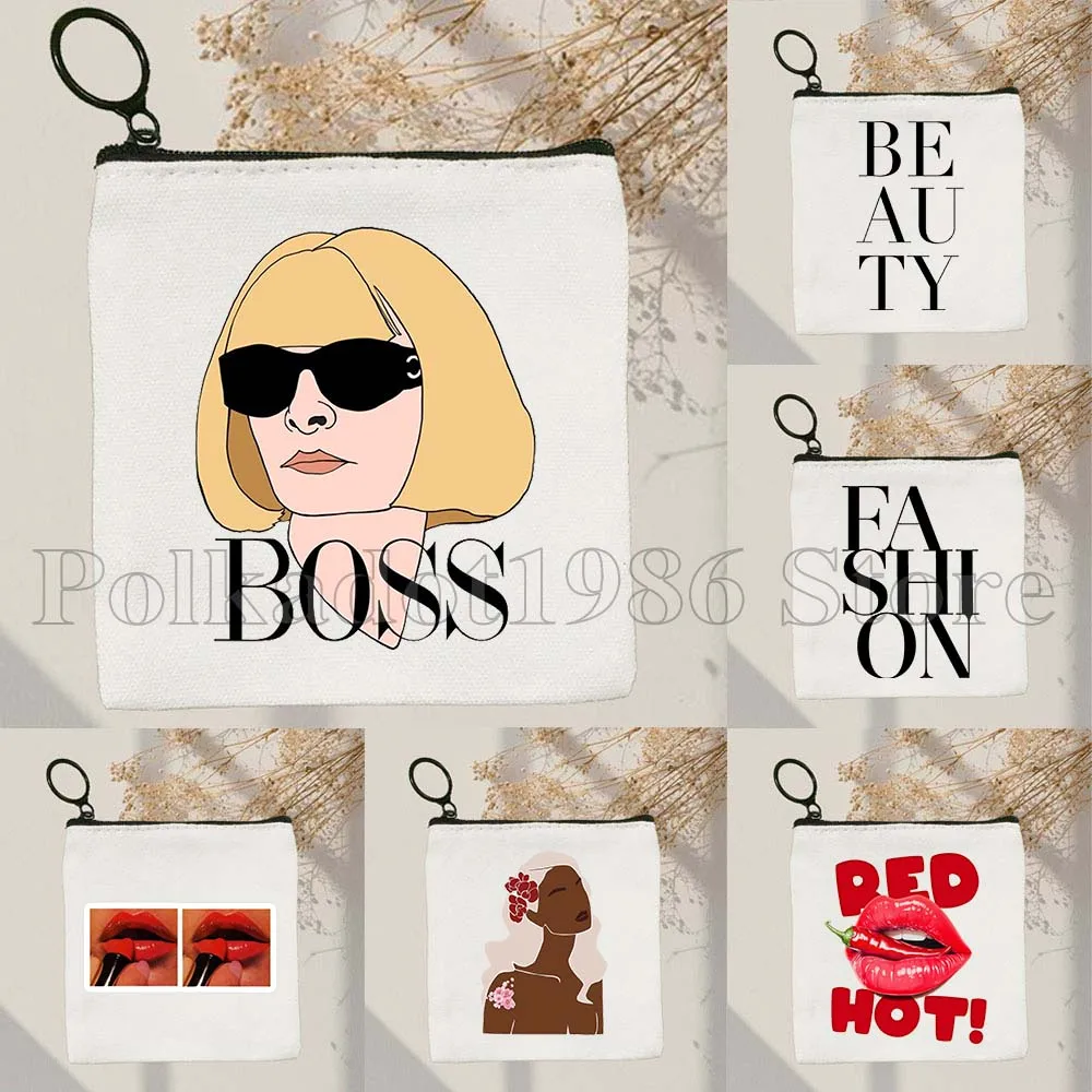

Aesthetic Fashion Women Girl Magazine Beauty Boss Dame Anna Canvas Coin Purse Bag Small Square Bag Key Card Bag Wallet Pouch