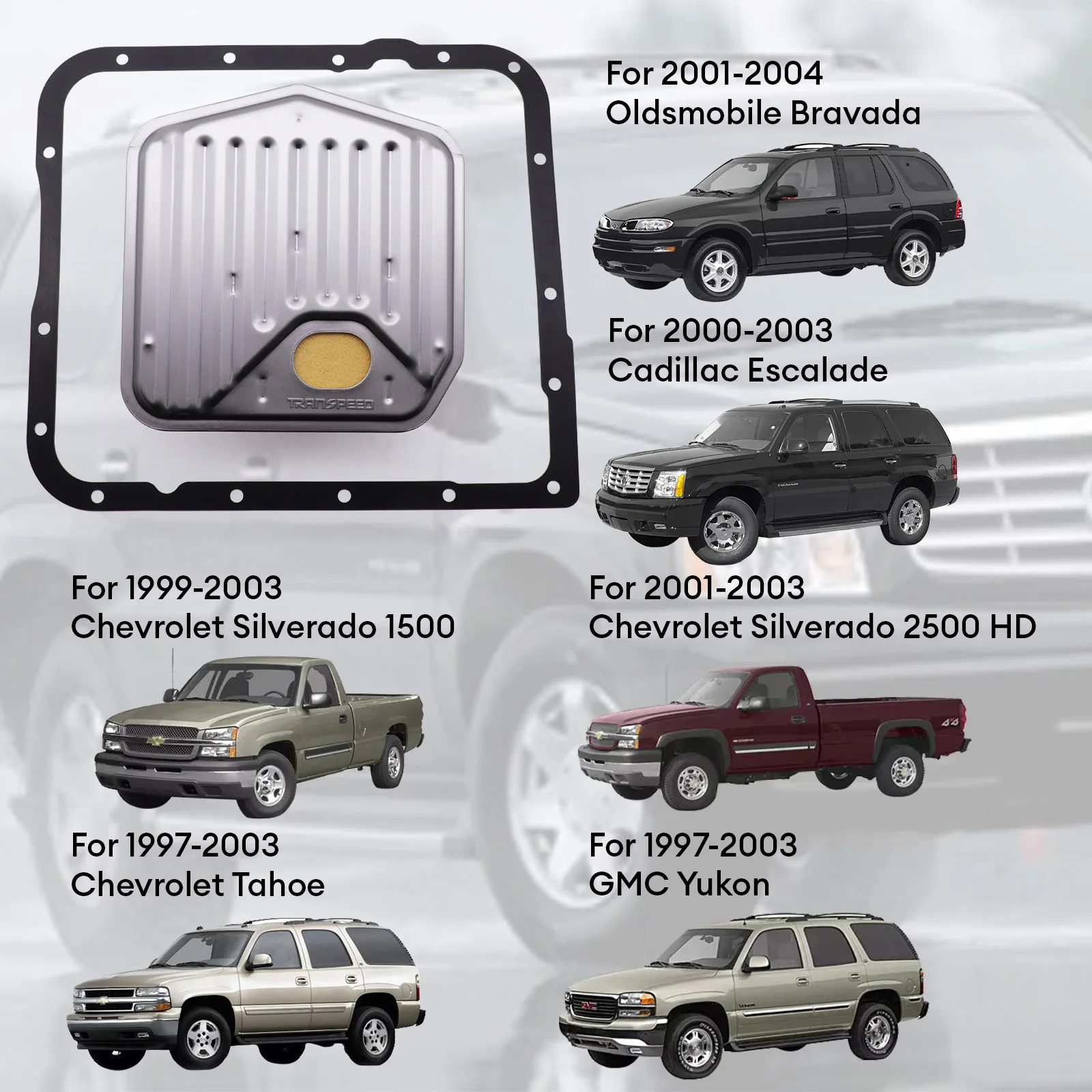 فلتر زيت ناقل الحركة الأوتوماتيكي TRANSPEED 4L60/TH700 8667689 8667293 & حشية وعاء الزيت لجنرال موتورز 97-12 #4