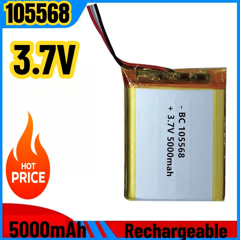 Nuevo 1-10 Uds 105568 5000mAh 3,7 V batería li-po recargable para banco de energía calentador de manos luz LED Robot inteligente baterías de polímero de litio