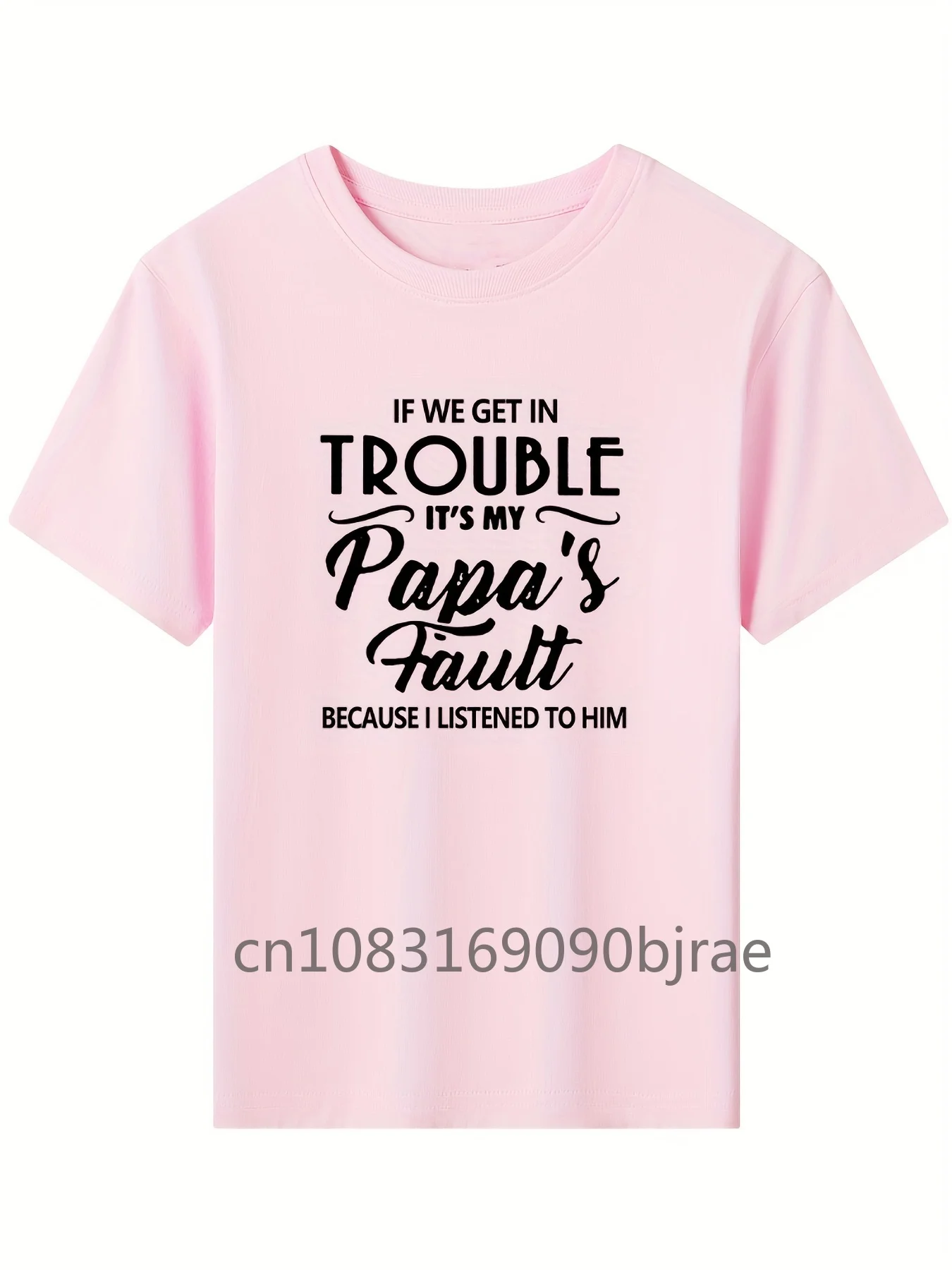 Summer 'IF WE GET IN TROUBLE IT'S MY PAPA'S FAULT' Letter Print Boys 100% Cotton T-shirt Casual Short Sleeve O-Neck Kids Clothes