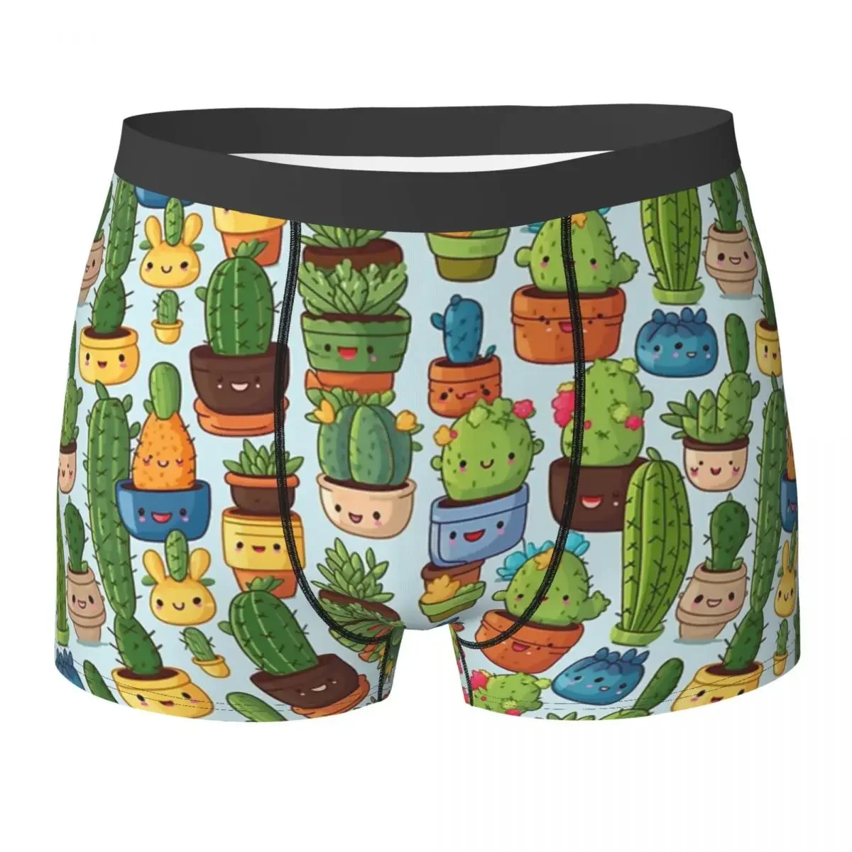 Boxer-Unterhose, Shorts, bezaubernder Kaktus, Freude, niedlicher Kaktus, Cartoon, skurriler Wüsten-Charm-Höschen, männliche bequeme Unterwäsche