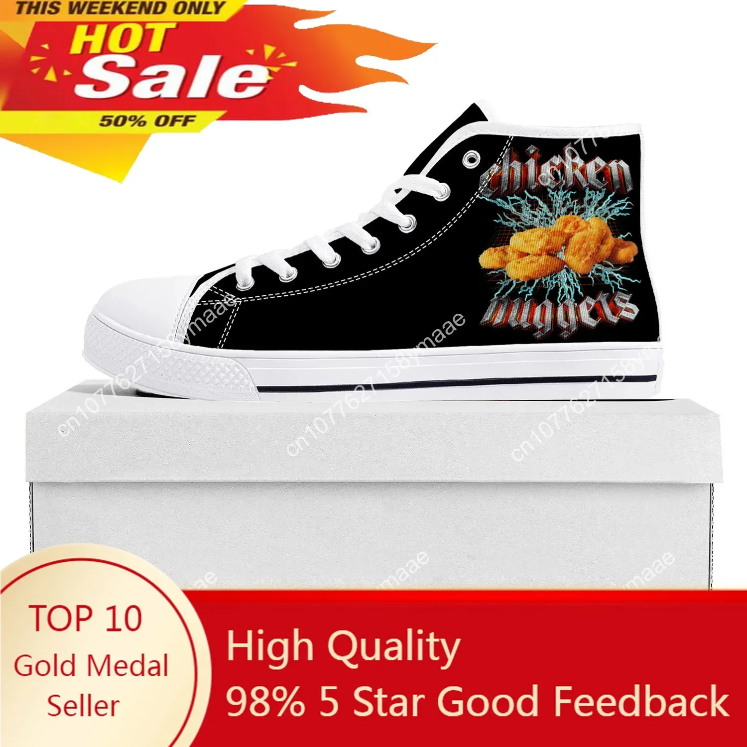 Chicken Nuggets Heavy Metal World Tour High Top Sneakers Mens Womens Teenager Canvas High Quality Sneaker Casual Customize Shoe