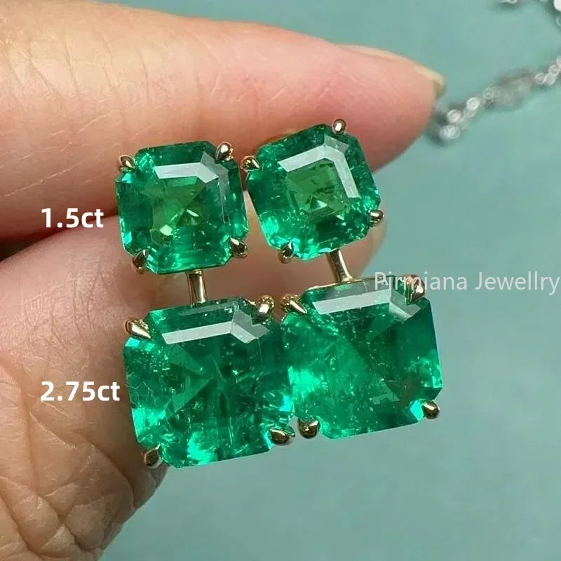 Pirmiana Custom Design 18K Gold 8.64ct Lab Grown Emerald Earrings Jewelry for Women Party Gift