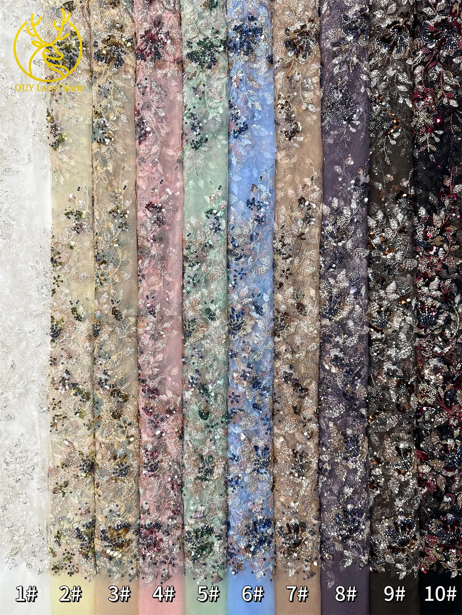 Elegantes neues Design, nigerianischer handgefertigter, stark perlenbesetzter Spitzenstoff, luxuriöse afrikanische französische Pailletten-Spitze für Damen-Partykleider zum Nähen – Detail 33