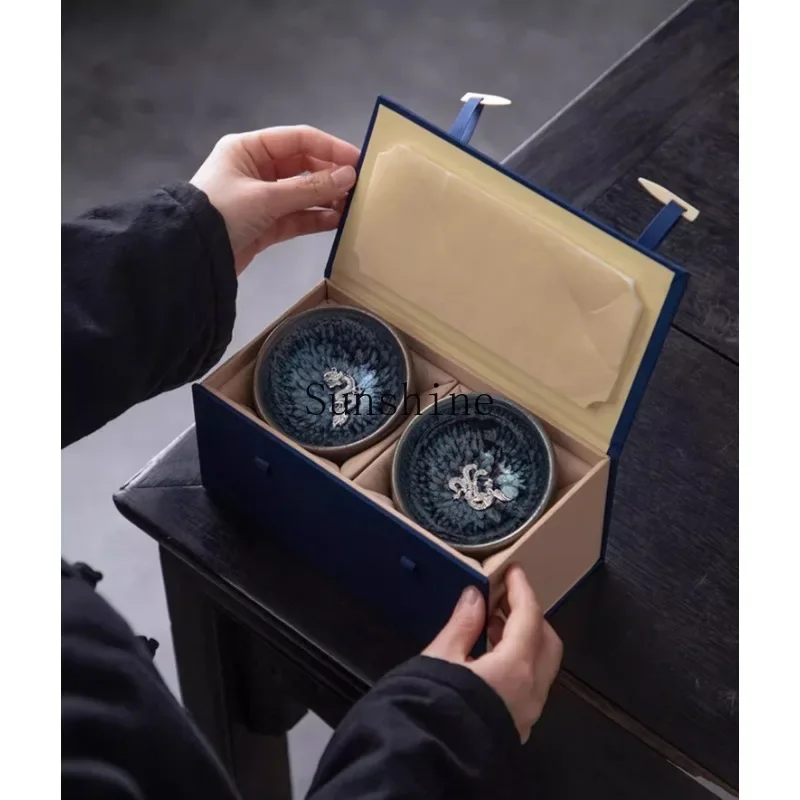 Longfeng Chengxiang Baihua cup tea set to cup tea cup gift box