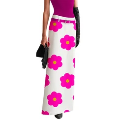Uoozee-Falda larga con estampado Floral para mujer, prenda elegante y elegante con abertura en la espalda, informal, recta, novedad de verano, 2023