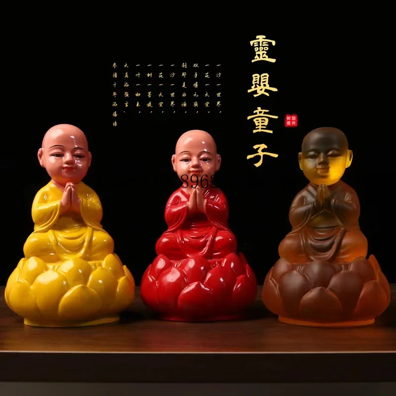 Spiritual Infant Boy Color-Changing Tea Pet Three small monk tea table ornaments Zen tea table decoration tea set accessories