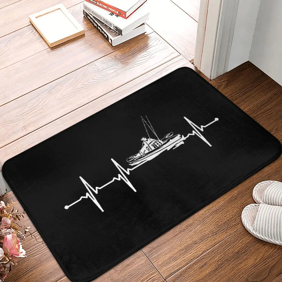 Kayak Fishing Heartbeat Non-slip Doormat Floor Mat Absorbent Mat Carpet Rug for Kitchen Entrance Home Bedroom Footpad Mats