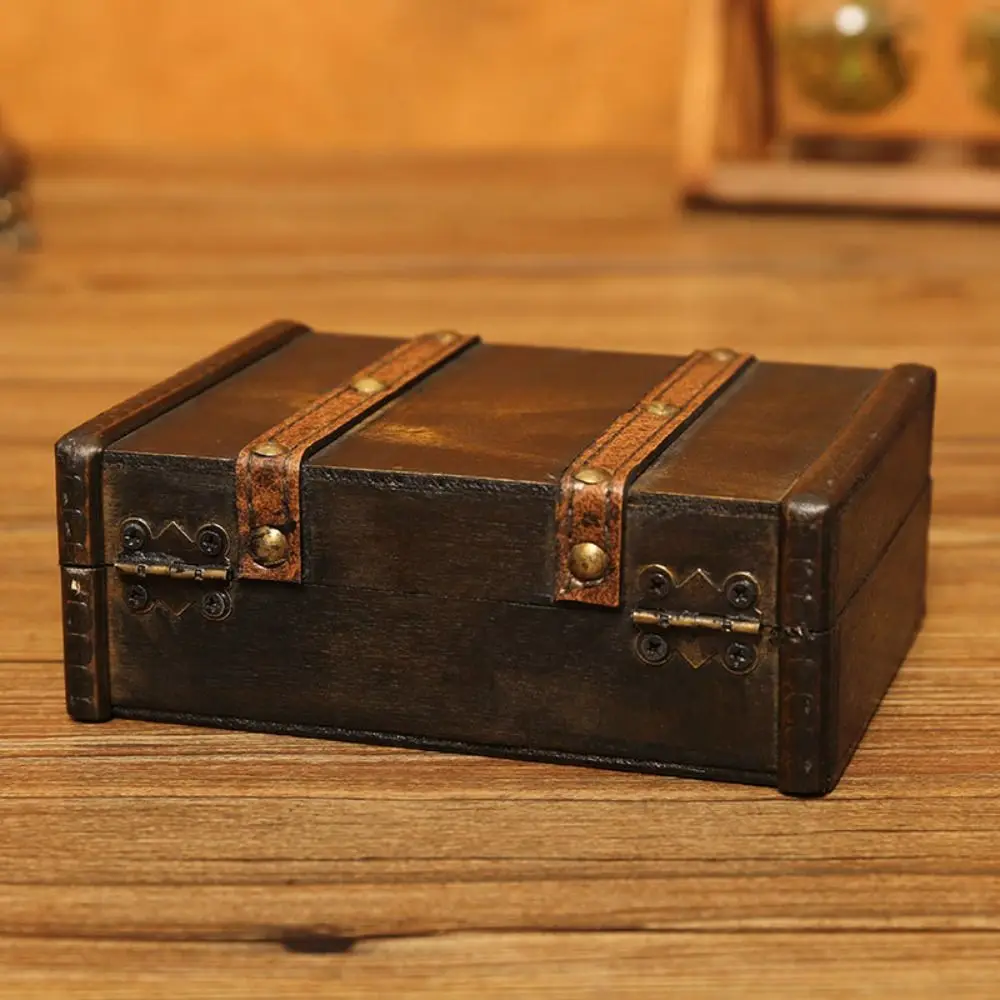 With Lock Wooden Antique Storage Box Portable Jewelry Display Vintage Jewelry Organizer Multiple Sizes Dust Prevention