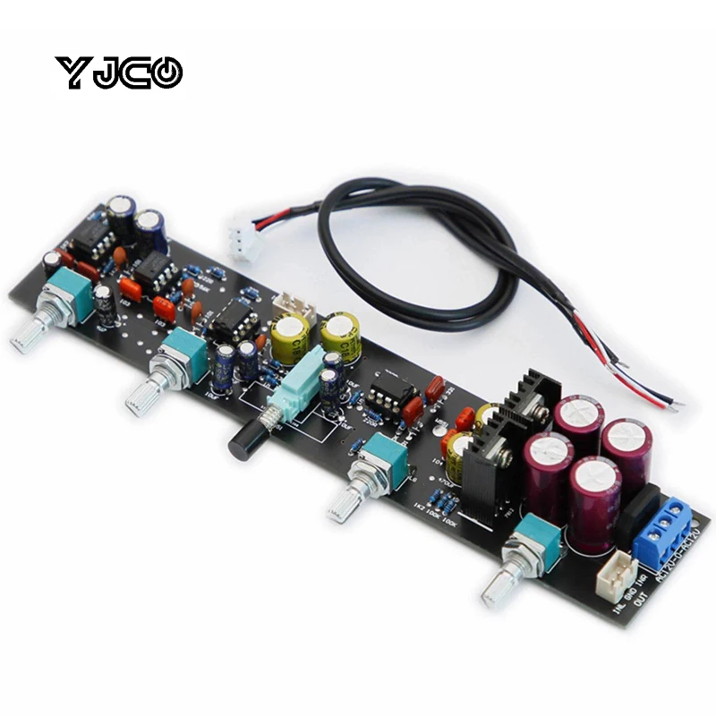 

YJCO A6 HIFI Preamplifier Tone Control Board with Bypass Function JRC2068DD LM833 Dual Op‑Amp AC12‑15V Audio Preamp Board