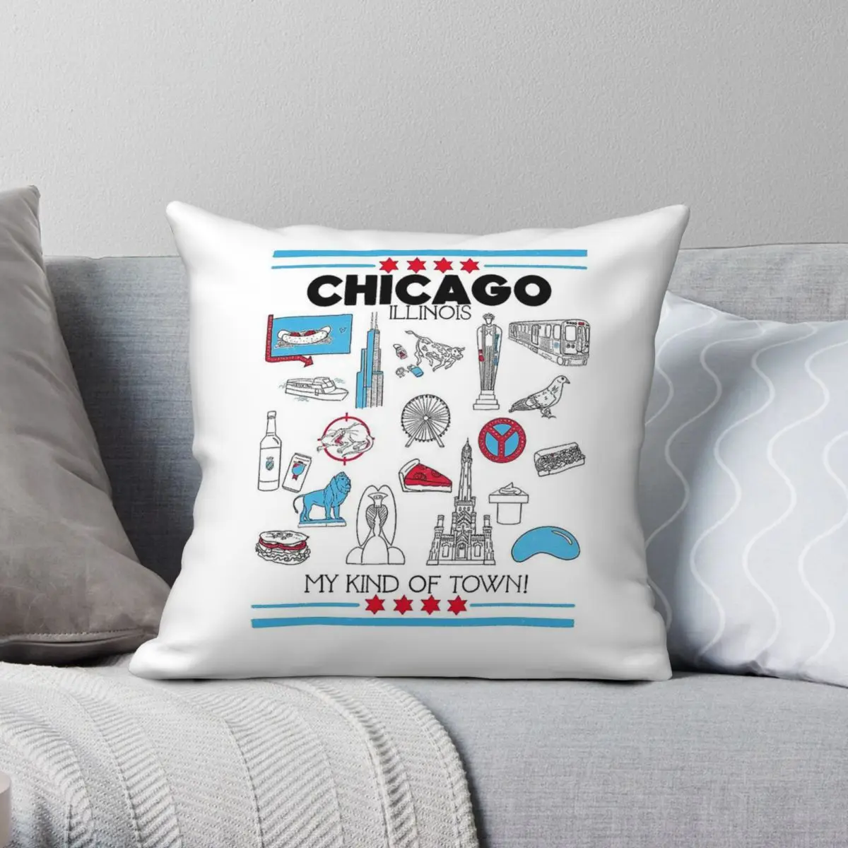 My Kind Of Town Chicago Illinois Pillowcase Polyester Linen Velvet Creative Decor Throw Pillow Case Sofa Seater Cushion Cover