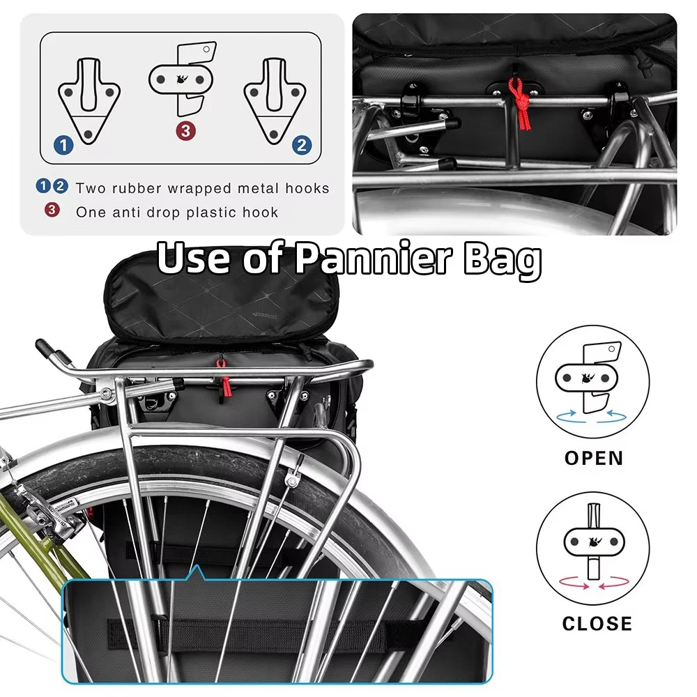 Bicycle Pannier Bag 20L Big Capacity Waterproof Rear Rack Side Bag Bike Travel Cycling Shoulder Bag Backpack Accessories