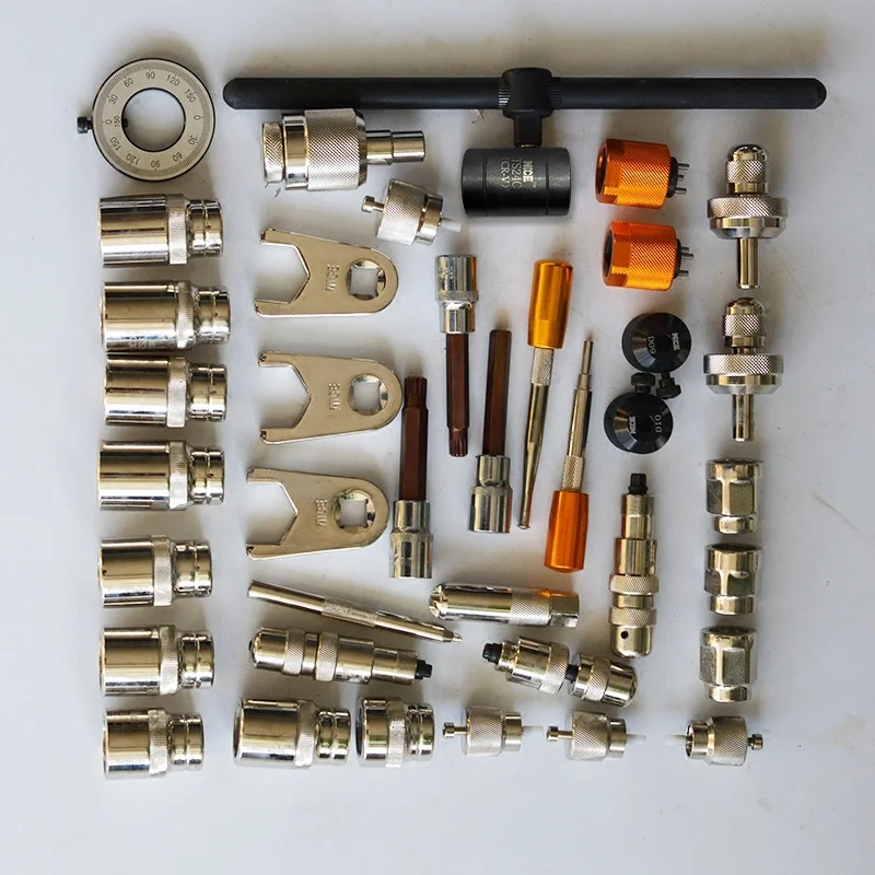 

A set of 38 diesels common rail injector repair kits. Injector removal tool