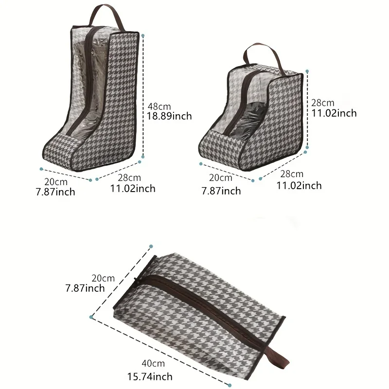 Thickened Non-Woven Boot Shoe Storage Bags with Handles, for High-Top Ankle Boots Flat Shoes, Home Travel Dust Cover Protector