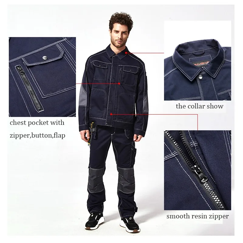 New 2024 Working Pants Men Workwear Uniform Coat Work Clothing Sets Jackets Pants Long Sleeve Factory Repair Mechanic Protection