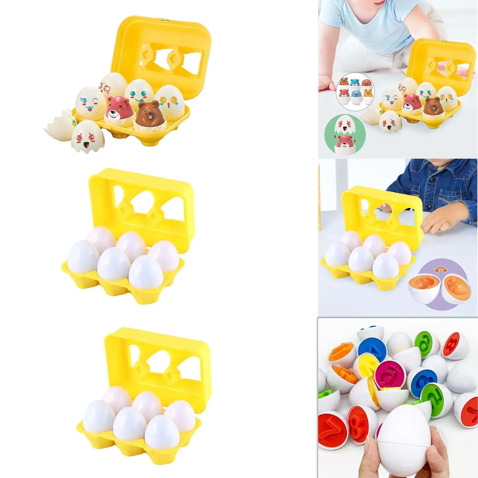 Matching Eggs Toy Montessori with Eggs Holder Shape Color Matching Eggs Toy for