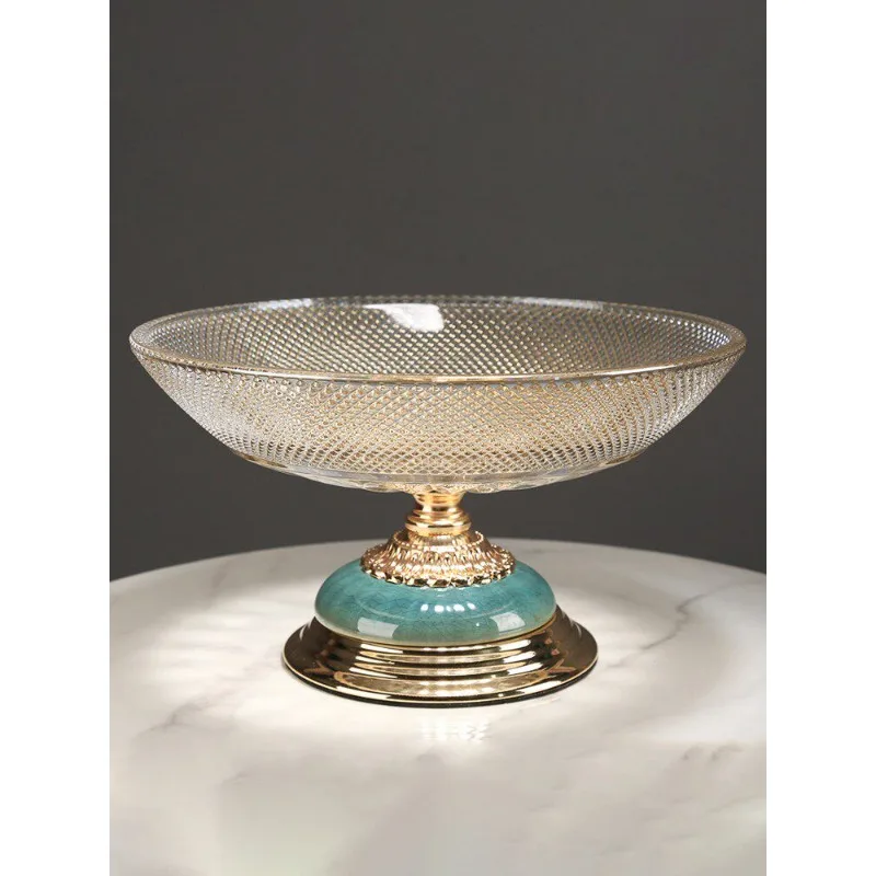 

Light luxury ceramic glass fruit coffee table decorative fruit plate candy plate dried fruit plate living room dinin