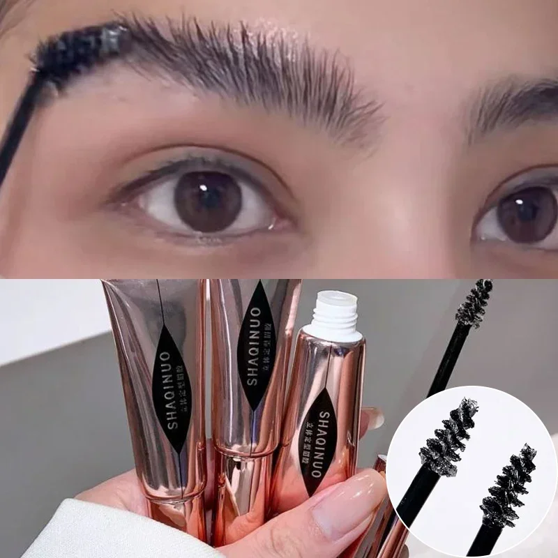 Gel moldeador de cejas de larga duración con cepillo 3D, herramientas de levantamiento de maquillaje impermeables, estilo de cejas naturales salvajes