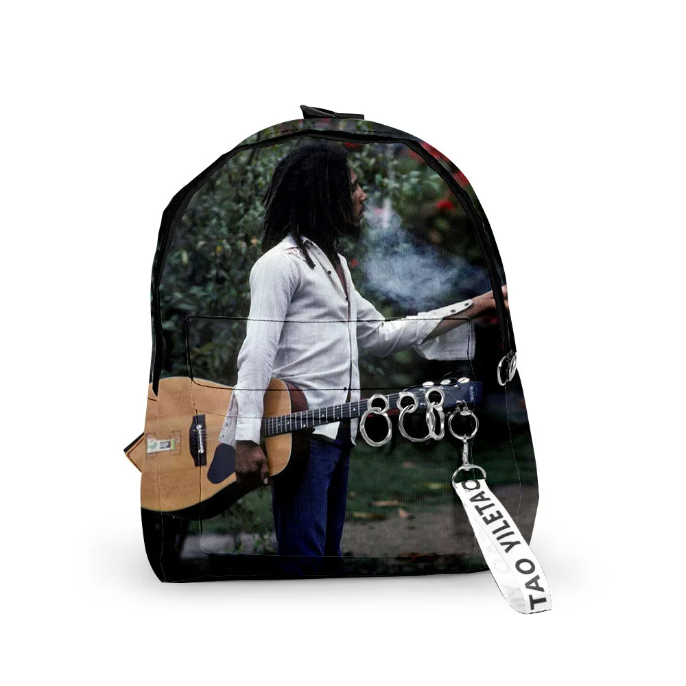 

Trendy Popular Bob Marley Backpacks Boys/Girls pupil School Bags 3D Print Keychains Oxford Waterproof Cute Small Backpacks