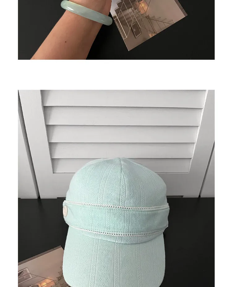 Ins Fresh Button Lace Design Mintgrüne Baseballkappen für Damen, Frühling und Sommer, Reisen, Sonnenschutz, vielseitige Dopamine Y2K-Mütze – Detail 6