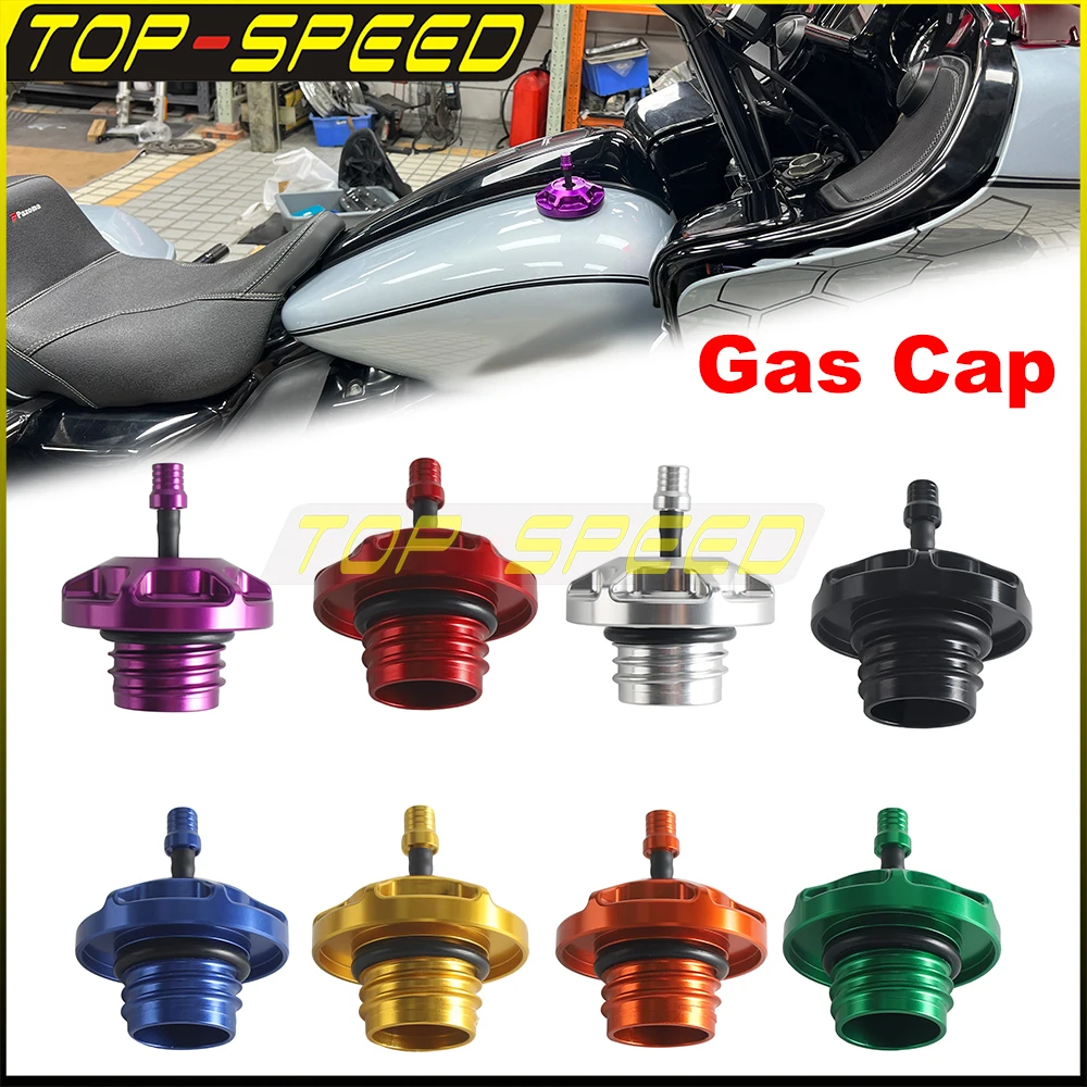 CNC Aluminum Motorcycle Gas Cap Tank Cover Universal For Harley All Female Threaded Harley Gas Tanks Except 2023.5-2025 Touring
