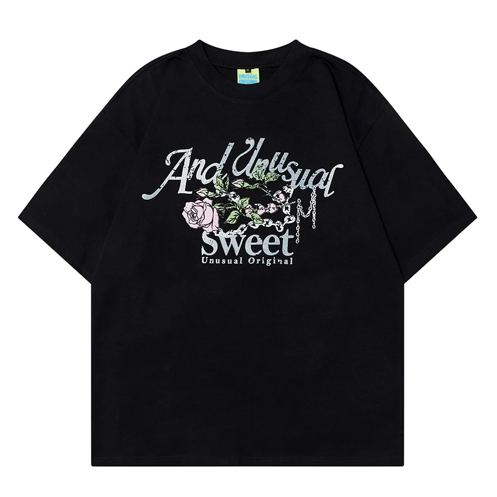 

Dark Icon Flower Printing Cotton Tee Shirts Men Women Summer Casual Tshirts Unisex Clothes