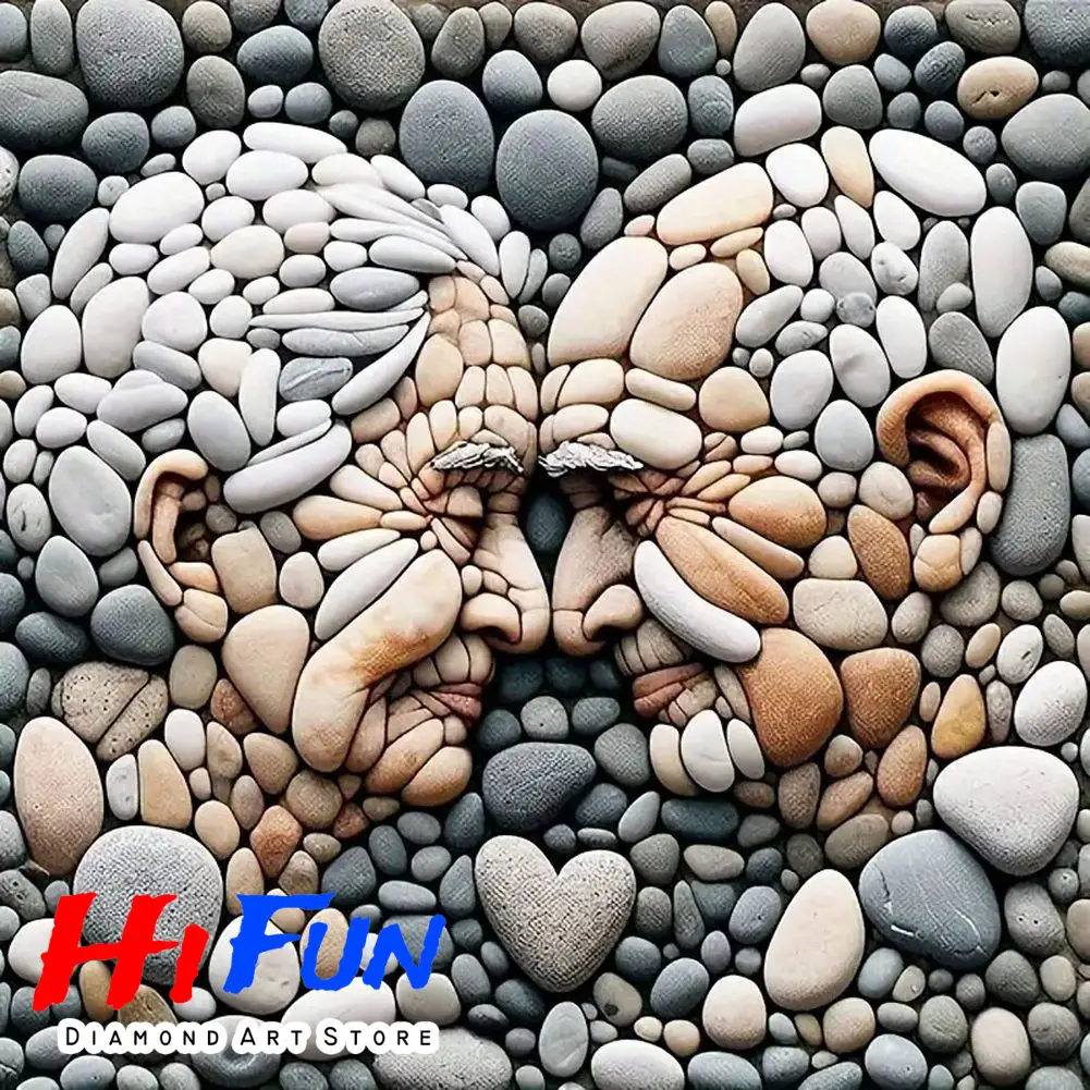 

DIY Diamond Painting Stone and Pebble Art Love Symbolism Poster New 2026 Full Diamond Mosaic Cross Stitch Minimalist Style Decor