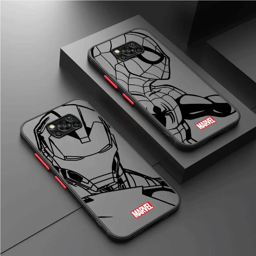 Marvel Spiderman Ironman Phone Case for Xiaomi Poco X3 X3 NFC X3 Pro F3 M5 M5s X4Pro 5G X4 GT C40 X5Pro 5G Shockproof Cover