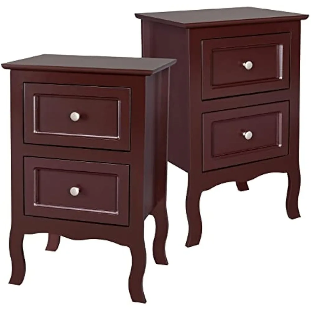 

Brown Nightstand Set of 2, Nightstands with 2 Drawers, Bed Side Table/Night Stand, Small Nightstand for Bedroom, Small Spaces,