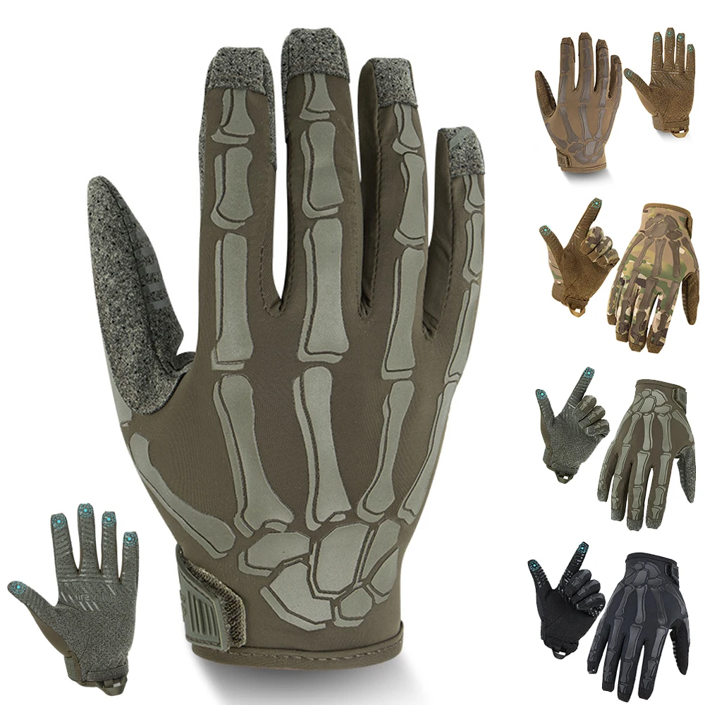 الرجال والنساء لمس دراجة نارية قفازات الجليد الحرير تنفس عدم الانزلاق الهيكل العظمي كامل فنجر قفازات التكتيكية
