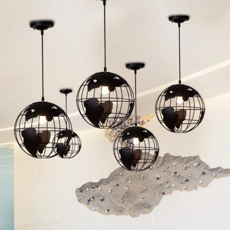 

Креативный металлический подвесной светильник в форме Земли, винтажная светодиодная люстра, декоративный подвесной светильник из кованого железа, люстра для коридора, кабинета, столовой