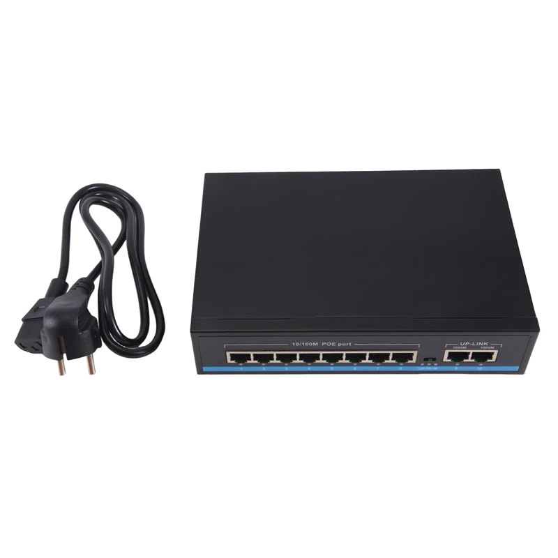 POE Switch POE Switch Metal 10 Port 100Mbps Ethernet Smart Switch Support Network Switch For Camera Wireless EU Plug