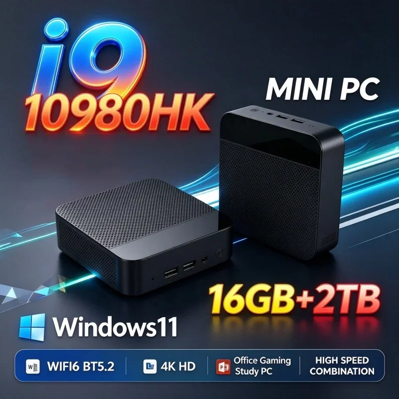 Small Form Factor Mini PC Host Intel Core I9-10980HK Windows 11 16GB RAM 1TB/2TB SSD WiFi6 BT5.2 4K Home Study Gaming Desktop
