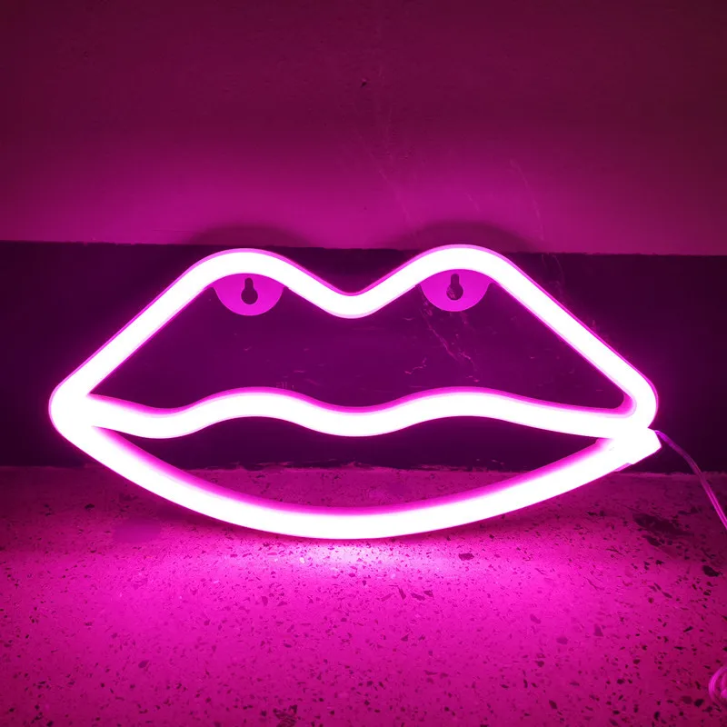 LED Mouth Neon Sign Light Festival Decoration Luminous Neon Lamp For Bedroom Living Room Party Home Decor Adult Kid Gift