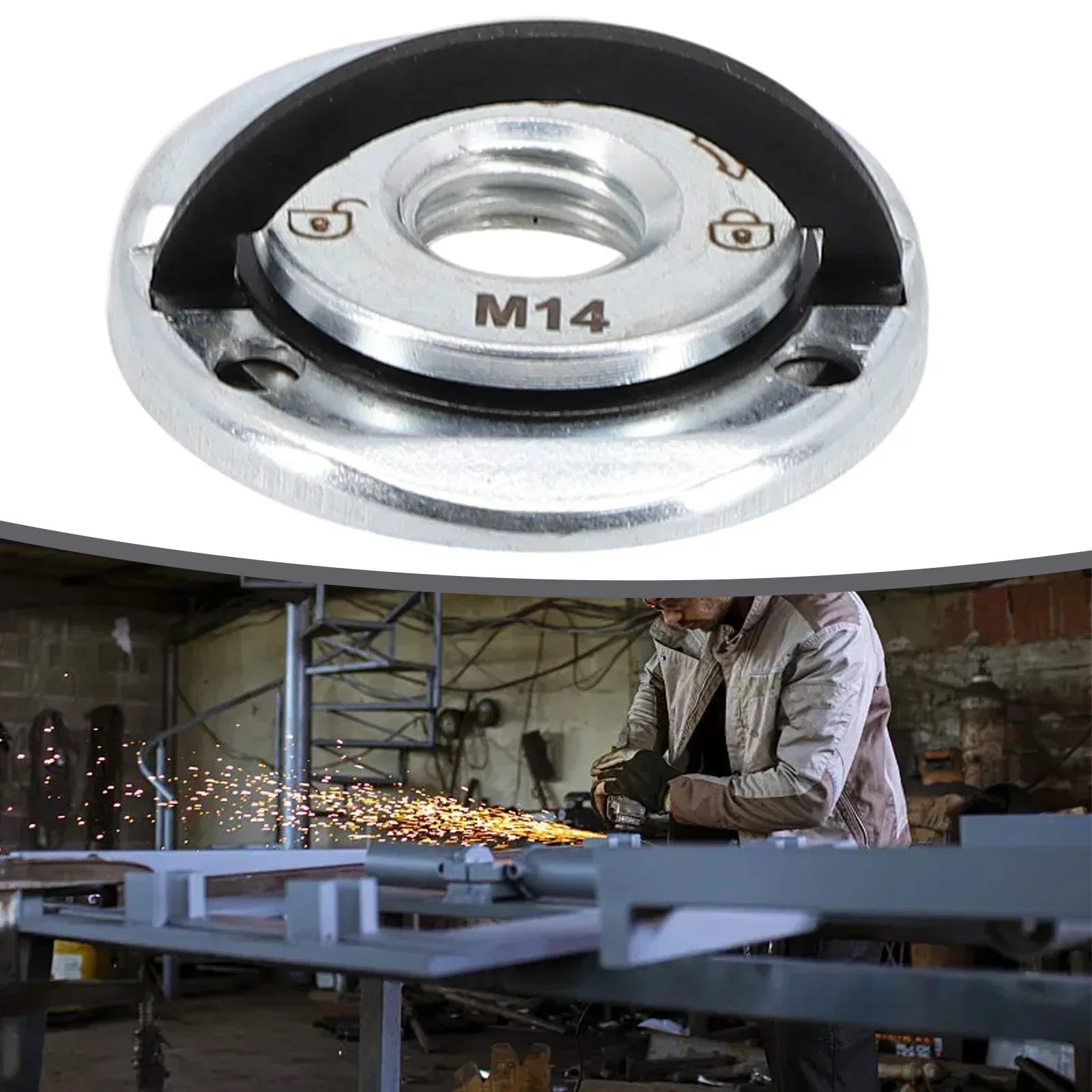M14 Thread Angle Grinder Self-Locking Pressing Plate Angle Grinder Quick Release Flange Nut Clamping Power Chuck Tools Parts 1PC