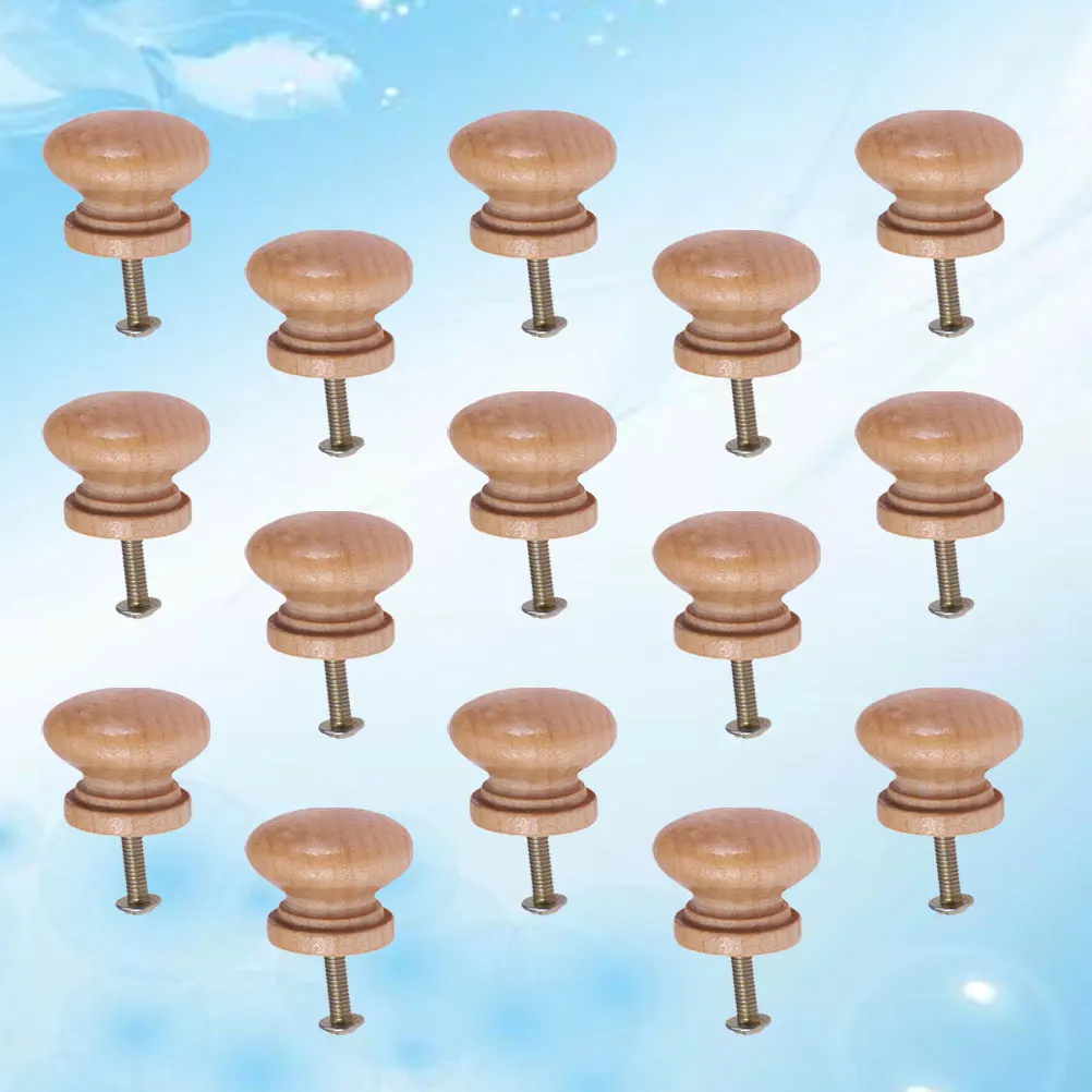 

15 Pcs Mushroom Head Handle Elegant Style Pull Wooden Cabinet Knob Natural Large Size Drawer Knobs Attractive Design