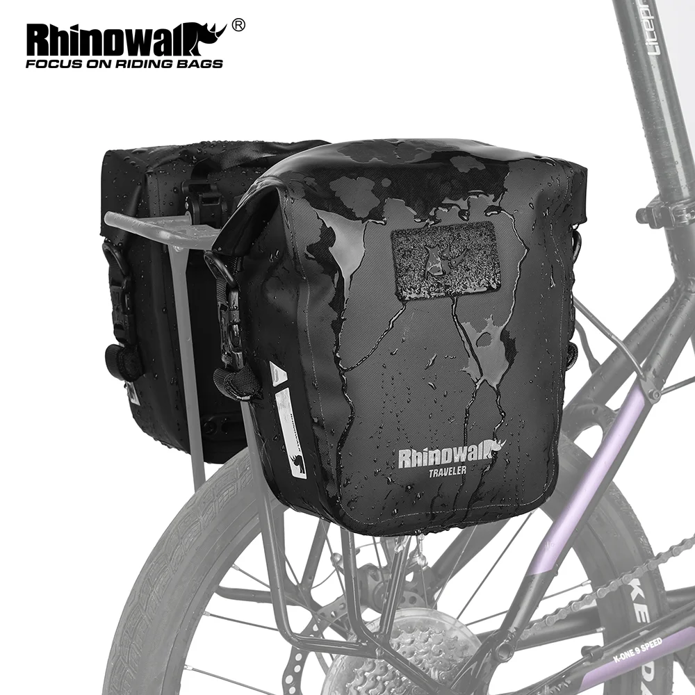 Rhinowalk Bike Pannier Bag Waterproof Dry Quick Release 6L-25L Cycling Back Rack Side Bag Long Distance Tour Luggage Bag 1/2PC