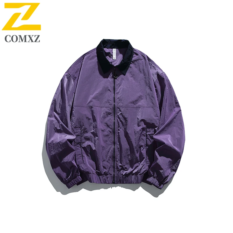 

Autumn Men Nylon Jacket Lapel Running Training Thin Zipper Coat Comfort Outdoor Camping Waterproof Durable Men Windbreaker