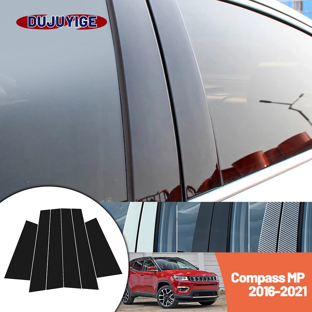 

Bright black carbon fiber door and window B C Pillar sticker suitable For Jeep Compass MP 2016-2021 2017 2018 2019 2020