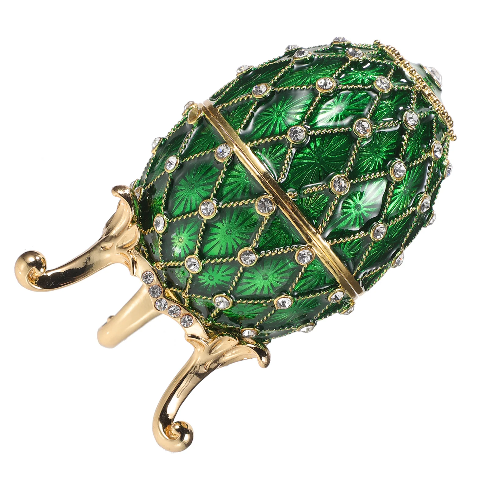 

Enamel Egg Jewelry Box Rhinestone Trinket Storage Case For Necklace Bracelet Earrings Desktop Display Metal Organizer