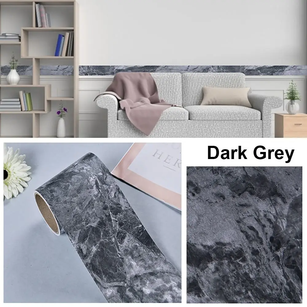 10M/Roll Windowsill Waist Line Wallpaper Waterproof Door Frame Wall Border Sticker Self-adhesive Marble Grain Skirting Line