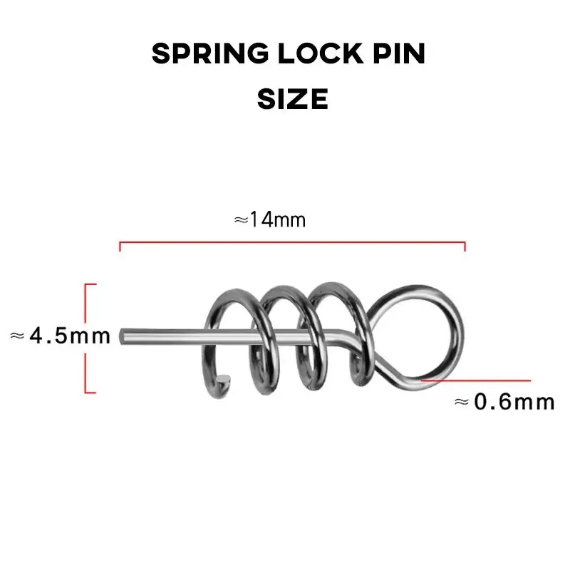 Pack of 100pcs Spring Lock Pin Crank Hook Fishing Connector 14mm Stainless Steel Swivels Snap For Soft Bait Fishing Accessorie