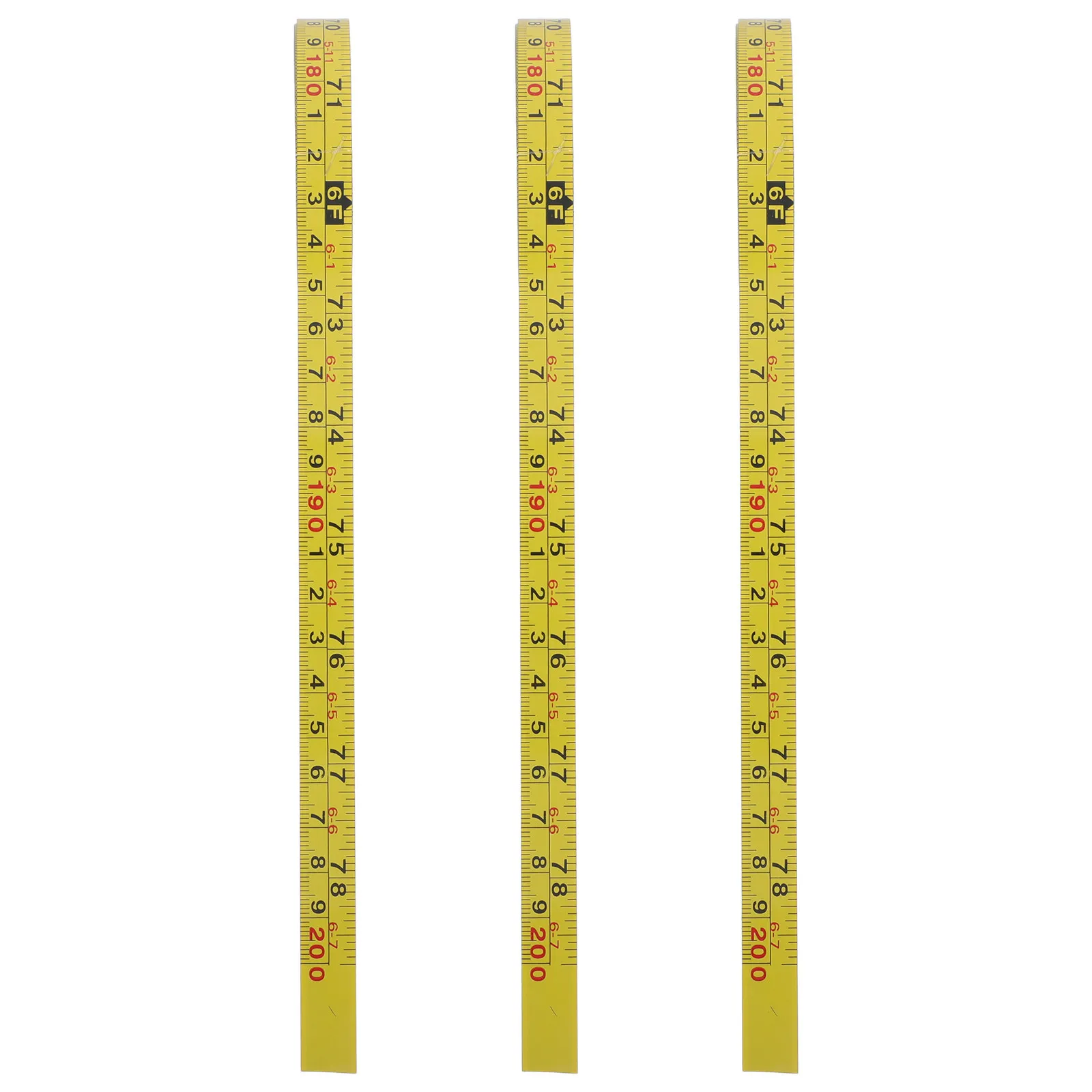 Peel-and-Stick Adhesive Measuring Tape Ruler Steel Body Metric Imperial Dual Scale Bright Yellow Easy Application for Workbench