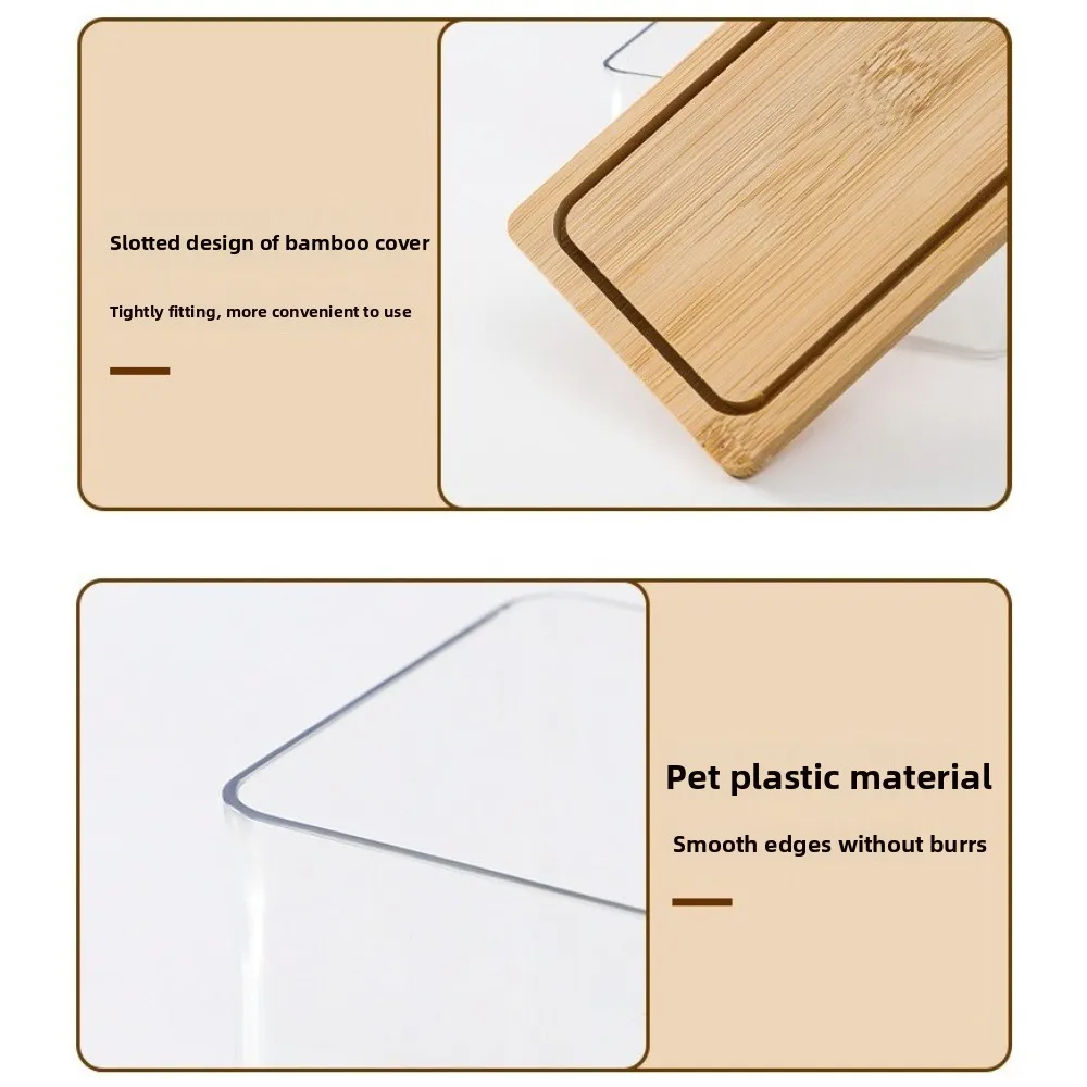 New Bamboo Butter Dish with Clear Lid Nordic Design Butter Storage Box Multi-size Air-Tight Cake Organizer Tray Kitchen Use